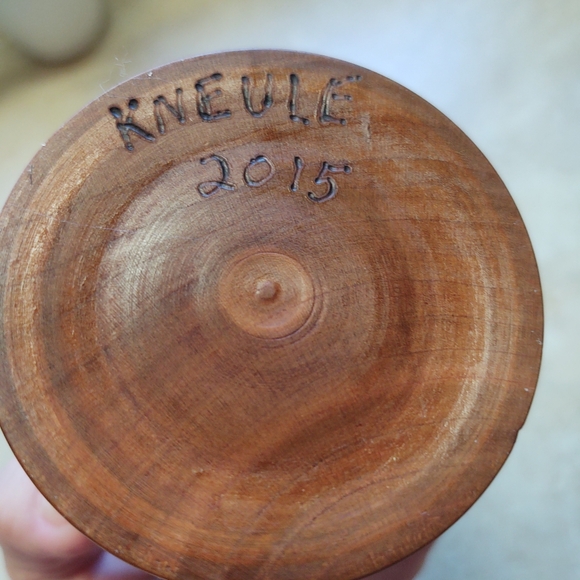 Wood Hand Turned Trinket Holder & Lid/Lid Also Toy Top Spinner - Picture 4 of 10